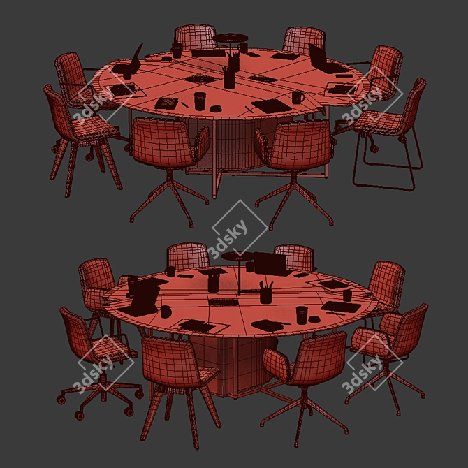 Title: OrangeBox Fielding WorkTable Set 3D model image 6