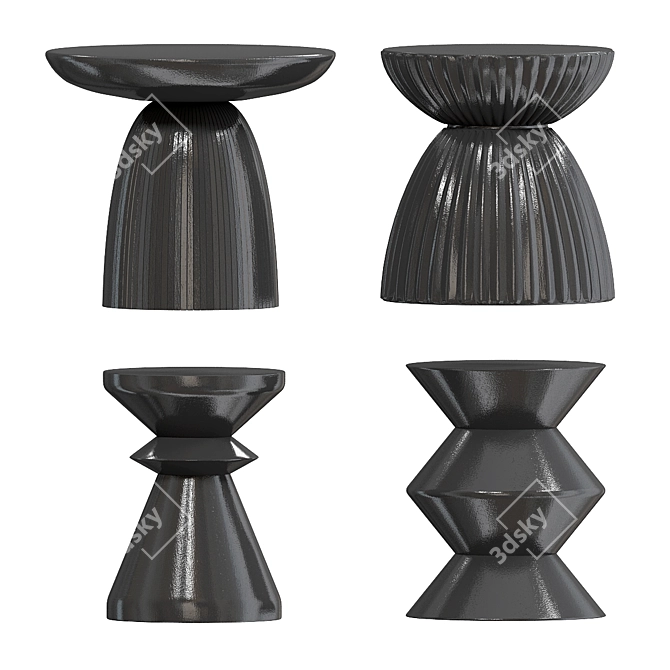 Ally: Black Mat Concrete Side Stool 3D model image 1