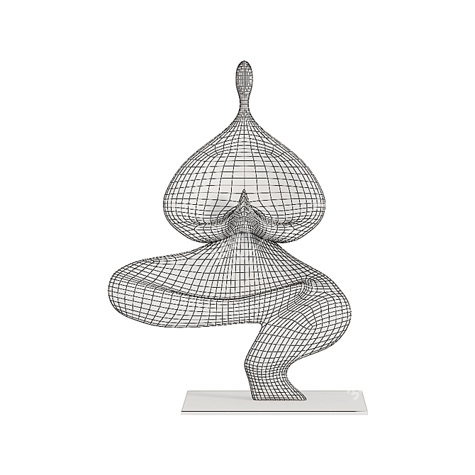 Serene Zen Buddha Wooden Sculpture 3D model image 2
