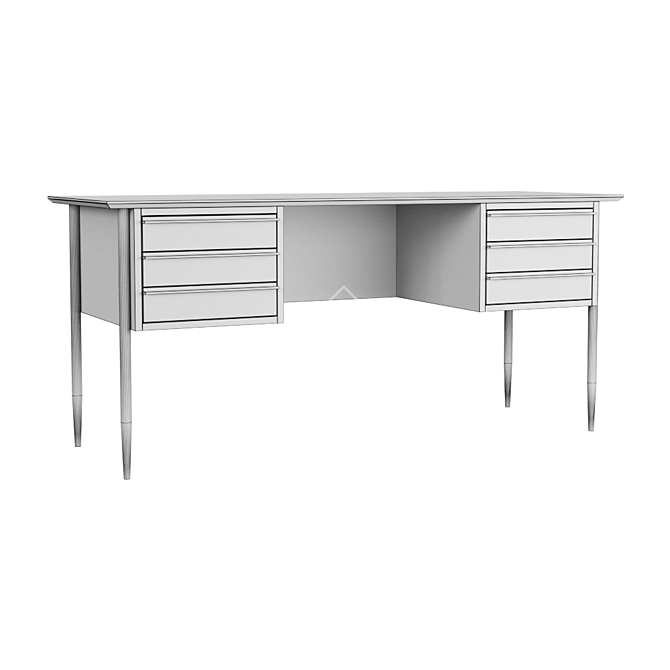 Scandinavian Style Bruni Black Work Table 3D model image 2