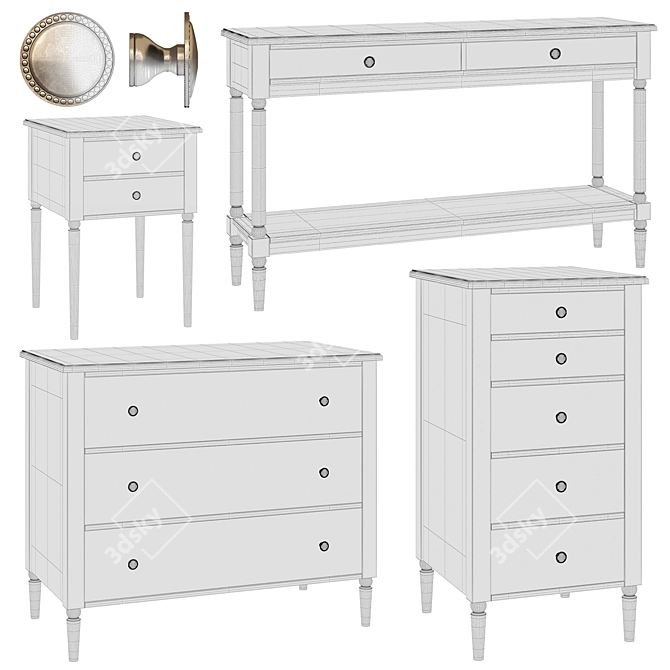 Elegant Blues Dresser: 100x83x53 cm 3D model image 2