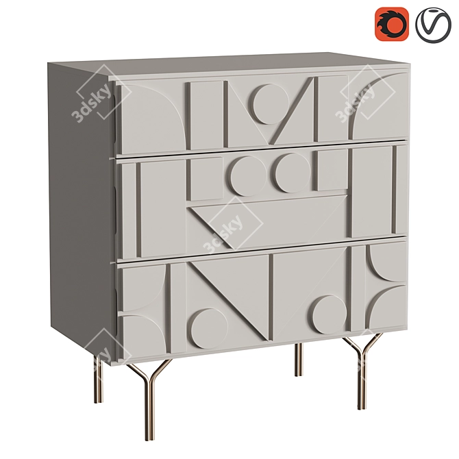 Modern Pictograph Chest of Drawers 3D model image 1