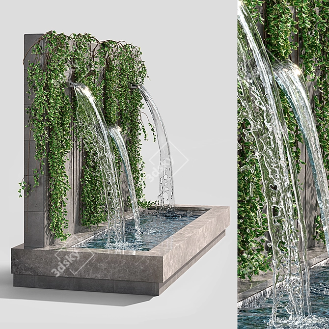 Ivy Wall Fountains: Serene Elegance 3D model image 1