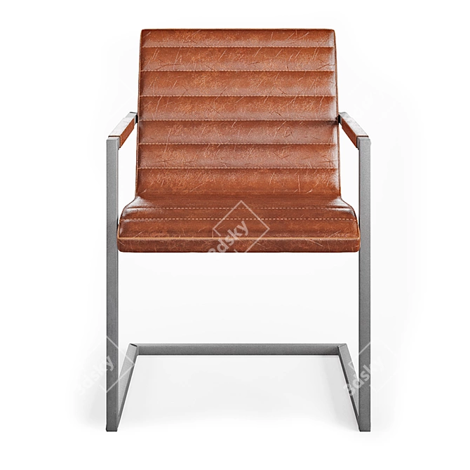 Sleek Buffalo Brown Steel Armchair 3D model image 2