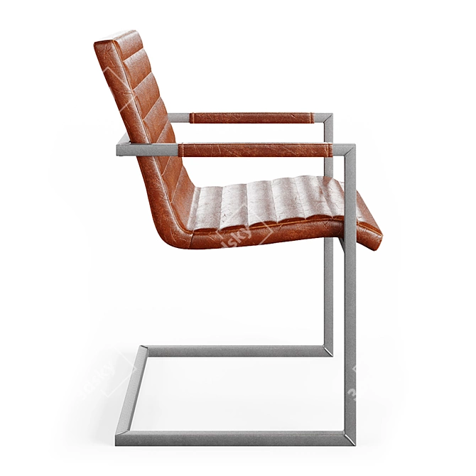 Sleek Buffalo Brown Steel Armchair 3D model image 3