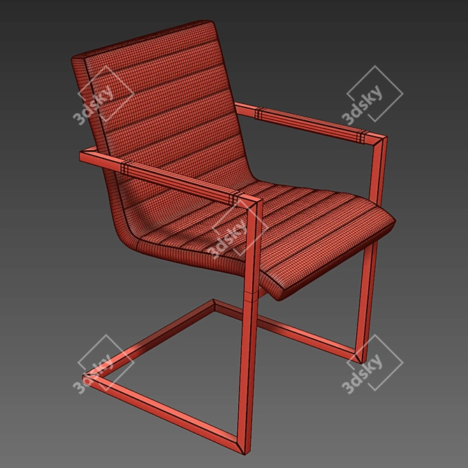 Sleek Buffalo Brown Steel Armchair 3D model image 5