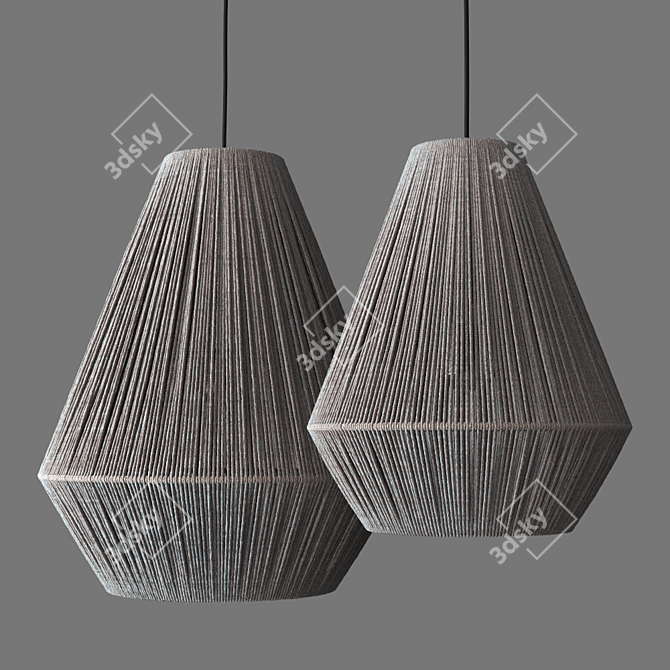 Natural Grey Paper Rope Pendant 3D model image 2