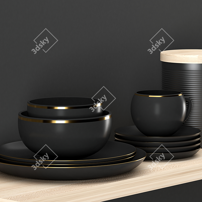 Modern Kitchen Accessories Set 3D model image 10