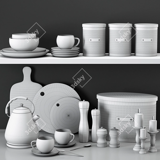 Modern Kitchen Accessories Set 3D model image 11