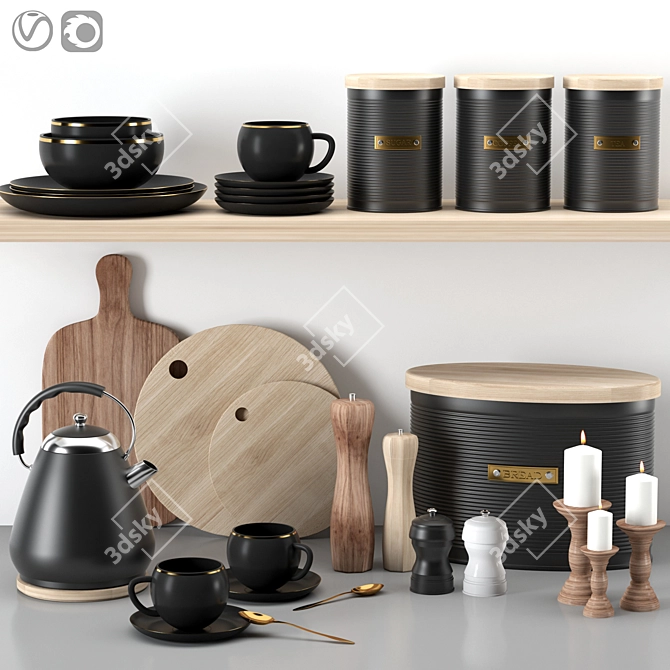 Modern Kitchen Accessories Set 3D model image 12