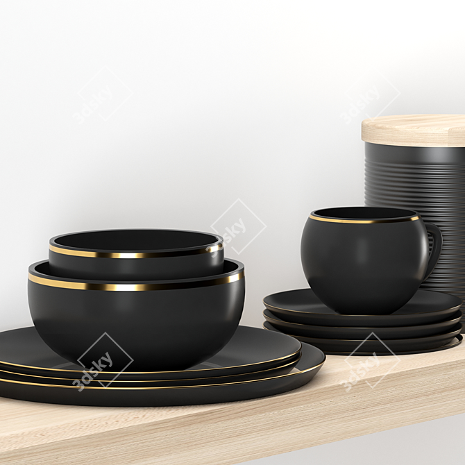 Modern Kitchen Accessories Set 3D model image 16