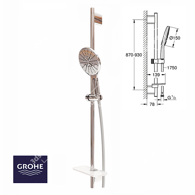 GROHE Rainshower SmartActive 150 Shower Set 3D model image 1