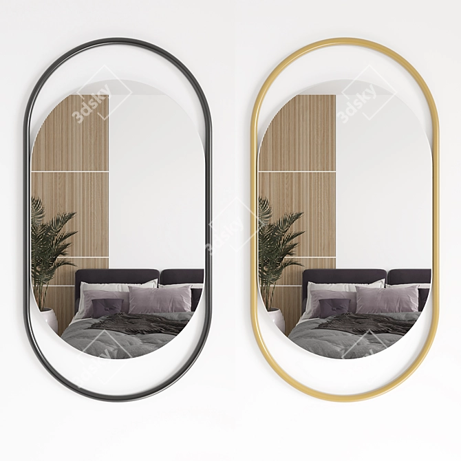 Elegant Oval Mirror 3D model image 1