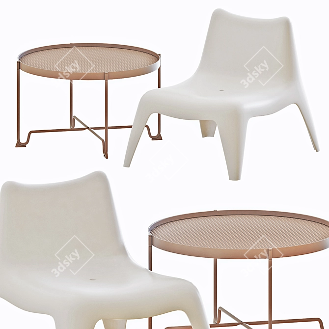 Outdoor Chair and Table Set 3D model image 2