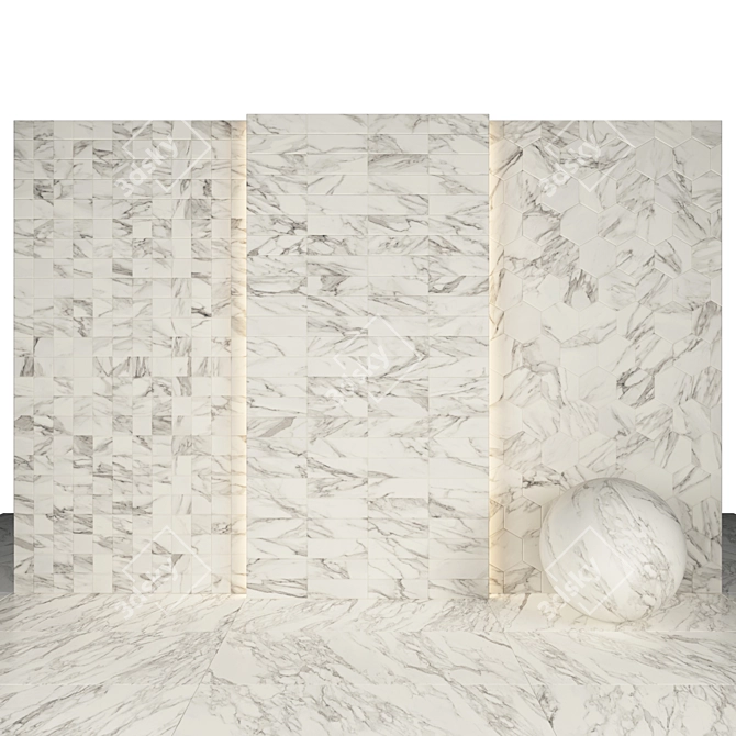 Arabescato Marble Tiles: Versatile & Luxurious 3D model image 3