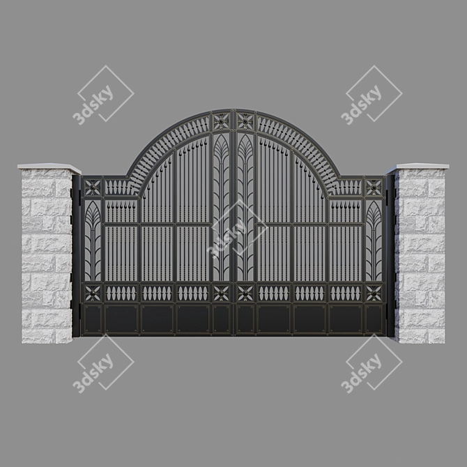 Elegant Iron Gates - Enhance Your Entrance 3D model image 1