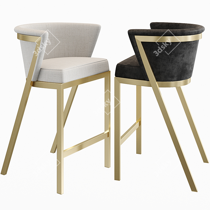 Gold Flamingo Berenice Counter Stool 3D model image 1