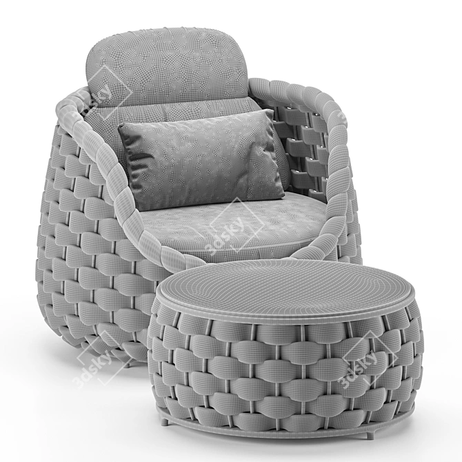 Textilene Rope Woven Outdoor Chair 3D model image 2