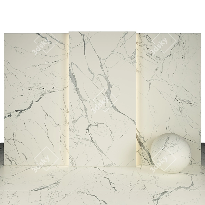 Statuario Veins Marble: 5 Texture Maps, Multiple Sizes & Formats 3D model image 1