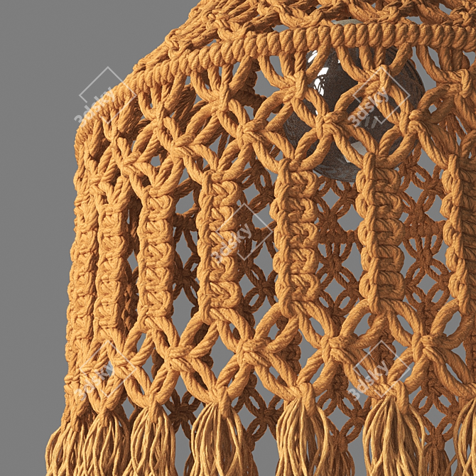 Organic Macrame Pendant: Handcrafted Elegance for Modern Spaces 3D model image 4