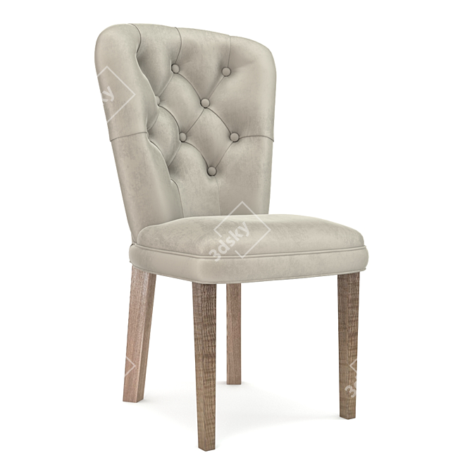 Vintage Carved Chair with Upholstered Seat 3D model image 1