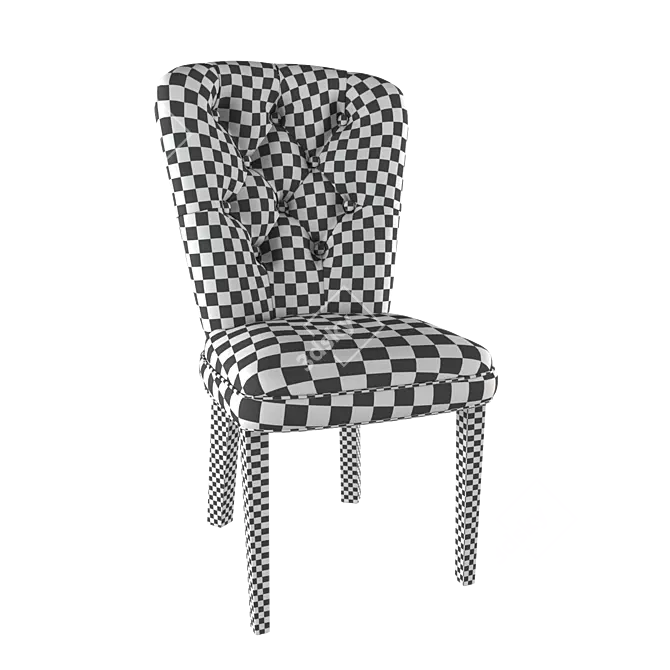 Vintage Carved Chair with Upholstered Seat 3D model image 4