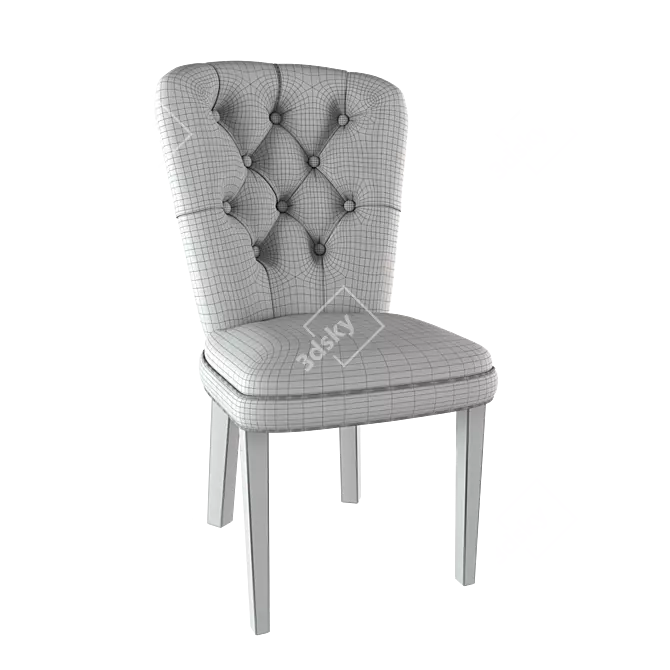 Vintage Carved Chair with Upholstered Seat 3D model image 5