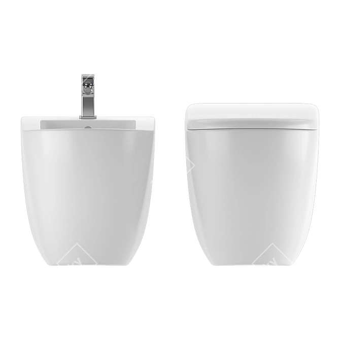 Cielo Fluid Back to Wall WC/Bidet Set 3D model image 3