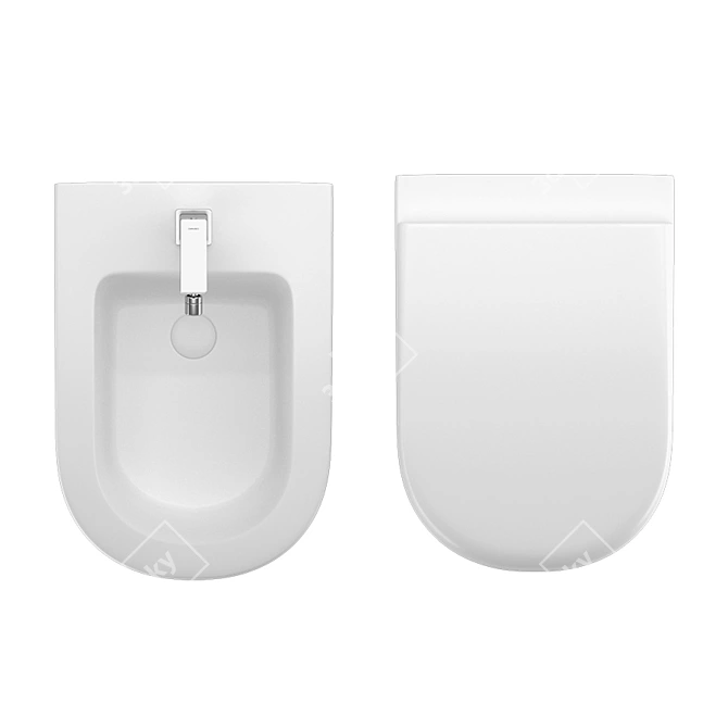 Cielo Fluid Back to Wall WC/Bidet Set 3D model image 4