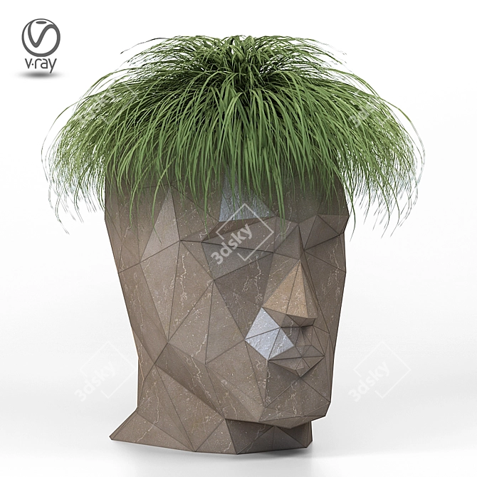 Adan Stone Face Planter 3D model image 1