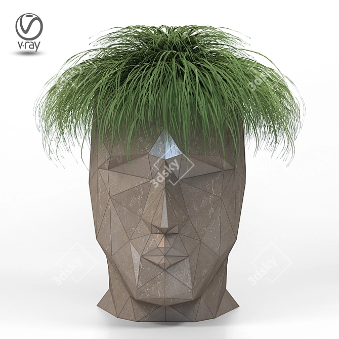 Adan Stone Face Planter 3D model image 2