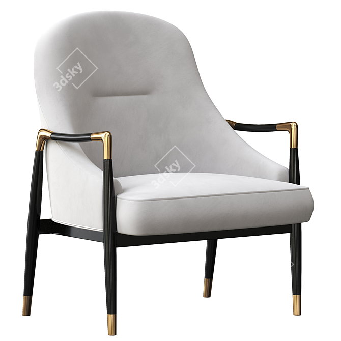 Elegant Brass Walnut Lounge Chairs 3D model image 1