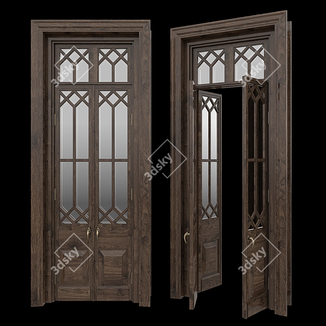 Elegant Double Door, 2900-3000x1050-1250mm 3D model image 2