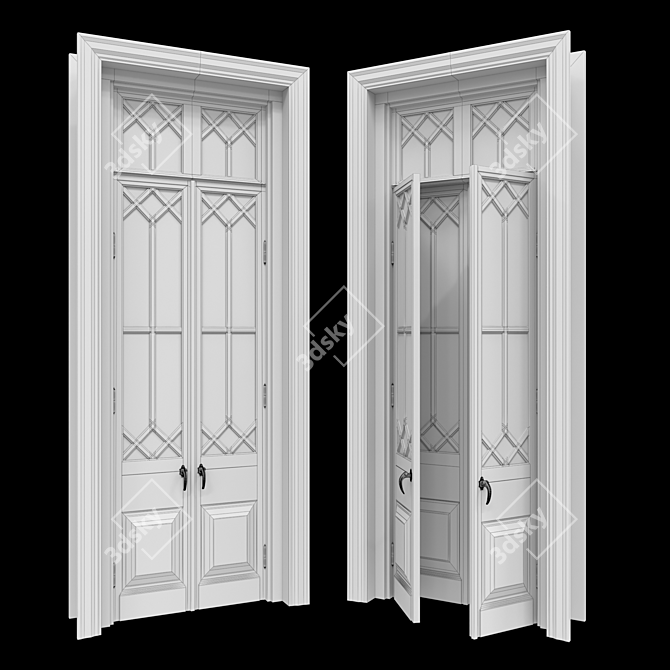 Elegant Double Door, 2900-3000x1050-1250mm 3D model image 5