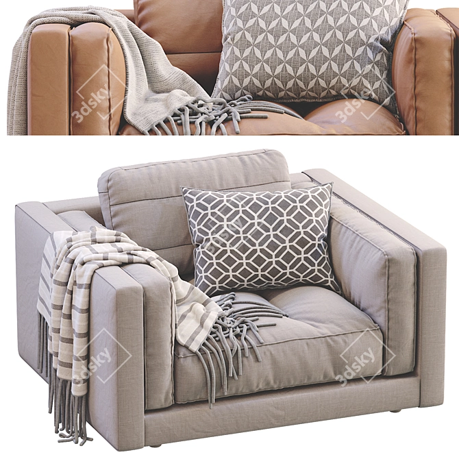 Flexform LUCIEN Armchair: Stylish Comfort for Your Space 3D model image 2