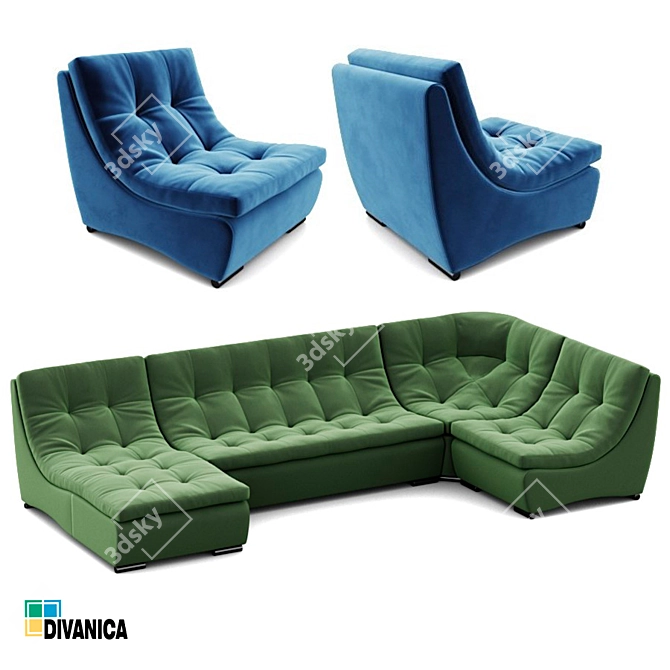 Eco York Divan: Premium Quality Furniture 3D model image 1