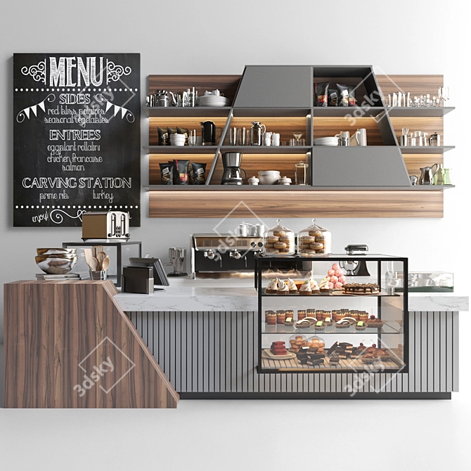 Minimalist Cafe: Coffee Maker, Coffee Machine, Coffee Beans 3D model image 1