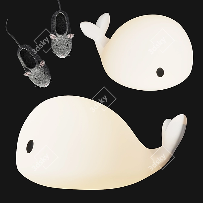 Nursery Decor Set: Leaf Rug, Stingray Pillow, Moby Floor Lamp 3D model image 4