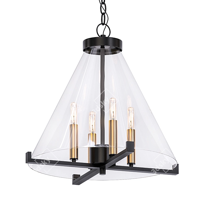 Elegant 4-Light Pendant: The Holding 3D model image 1