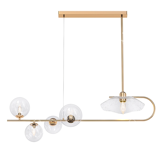 Elegant Brass Lotus Leaf Lamp 3D model image 1