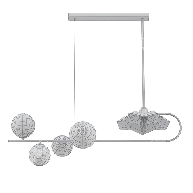 Elegant Brass Lotus Leaf Lamp 3D model image 2