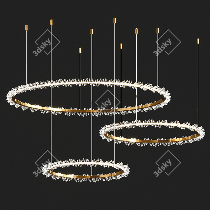 Elegant Halo Crystal Chandelier 3D model image 2