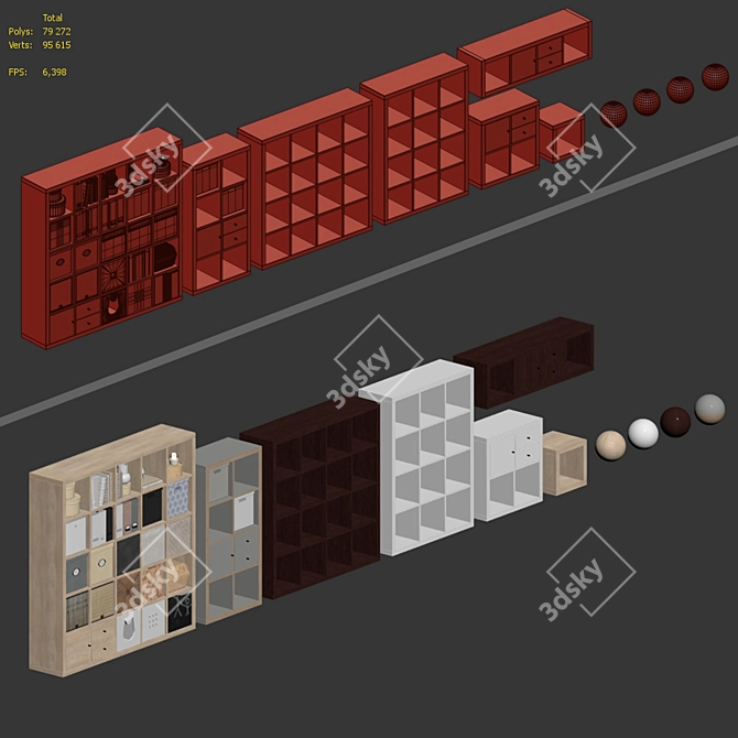 Customizable IKEA KALLAX Rack 3D model image 6