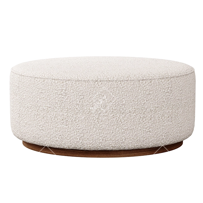 Sinclair Boucle Ottoman - Oyster Suede 3D model image 1