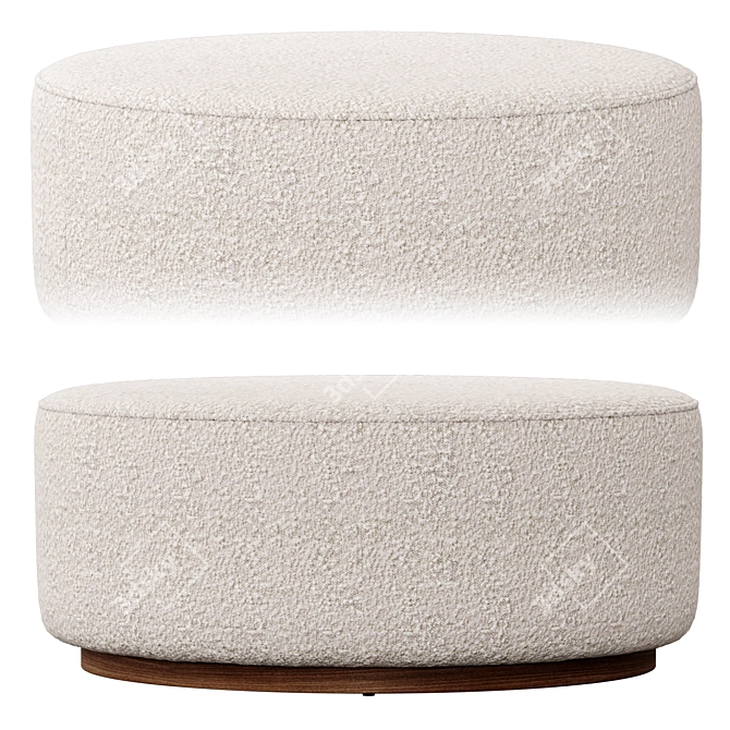 Sinclair Boucle Ottoman - Oyster Suede 3D model image 3