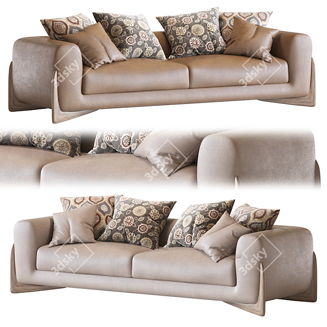 Elegant Art Deco Softbay Sofa 3D model image 1