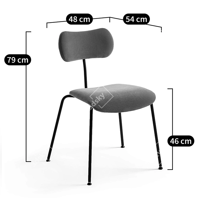 Velvet Nod Chair 3D model image 4