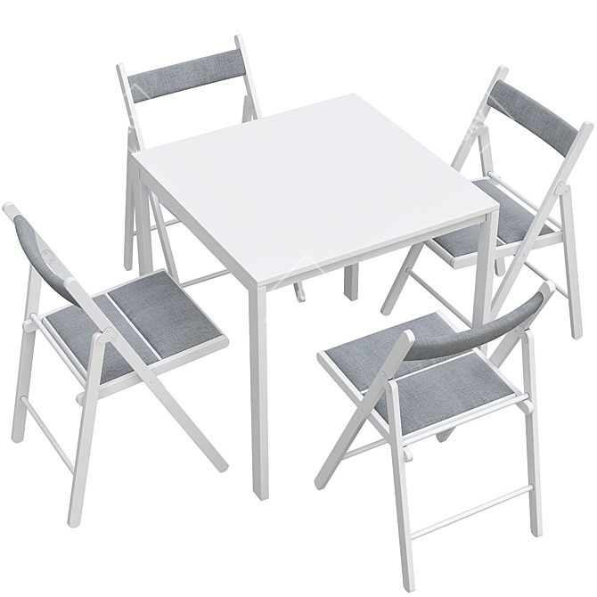 Melltorp & Terje - Stylish White Table & Folding Chair 3D model image 2