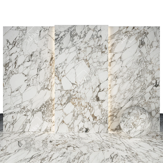 Arabescato Marble: Versatile Size and Texture 3D model image 2