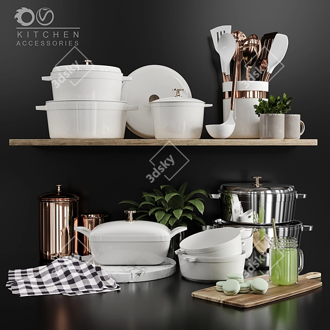 Sleek Kitchen Essentials Set 3D model image 1